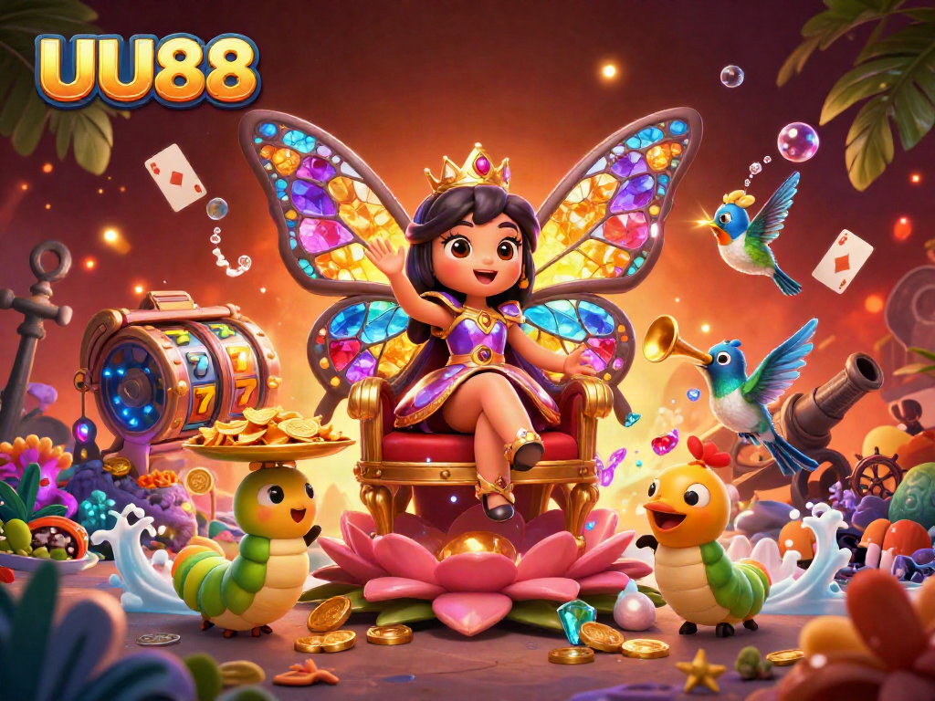 Experience thrilling wins at UU88 with vibrant casino elements and enchanting characters!