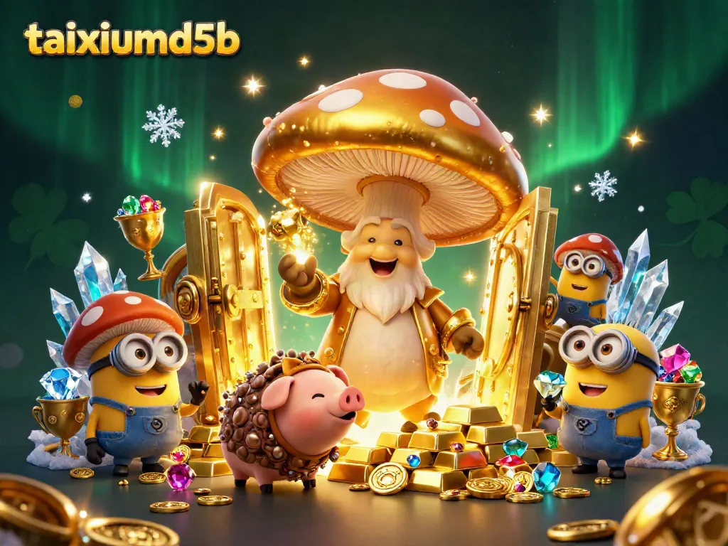 Experience the magic of taixiumd5b with a golden mushroom wizard and treasures galore.