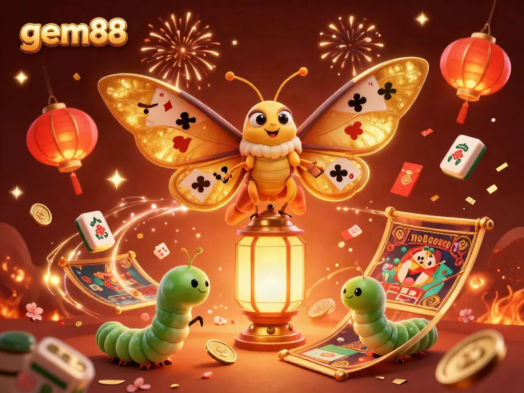 Experience the thrilling vibe of gem88 with a spectacular 3D casino scene featuring vibrant characters and festive elements.