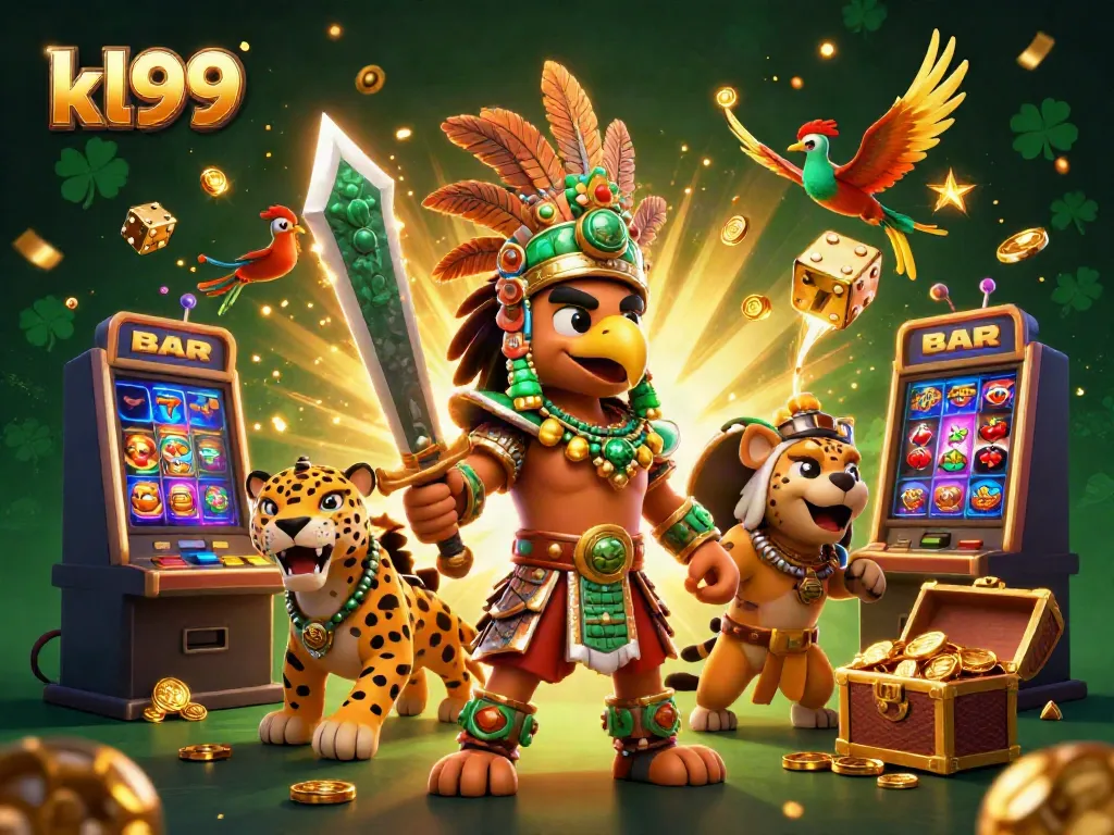 Engage in exciting gameplay at kl99 with a dynamic scene of unique characters and vibrant casino elements.