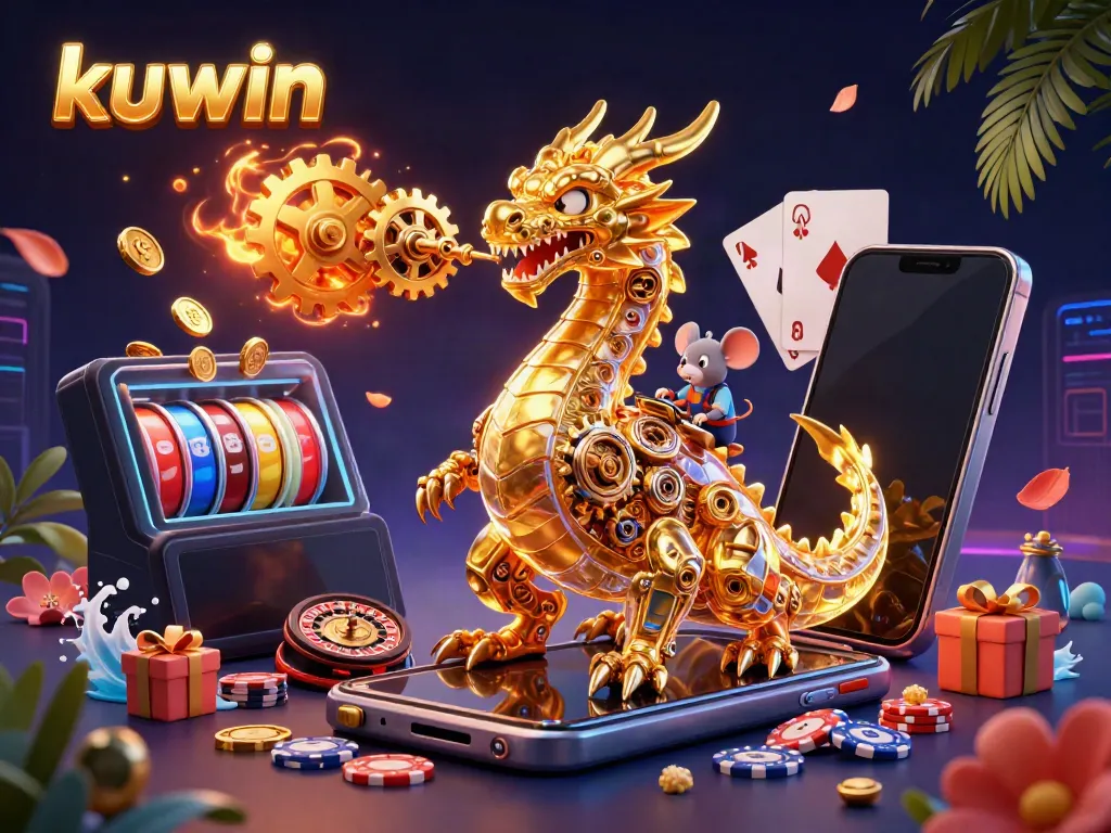 Engage with kuwin's vibrant online gaming scene through an imaginative 3D illustration.