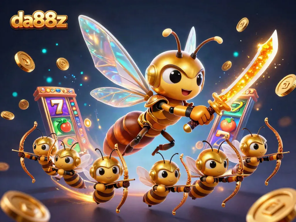 Engage in thrilling slot games at DA88z with dynamic golden hornet samurai showcasing excitement.