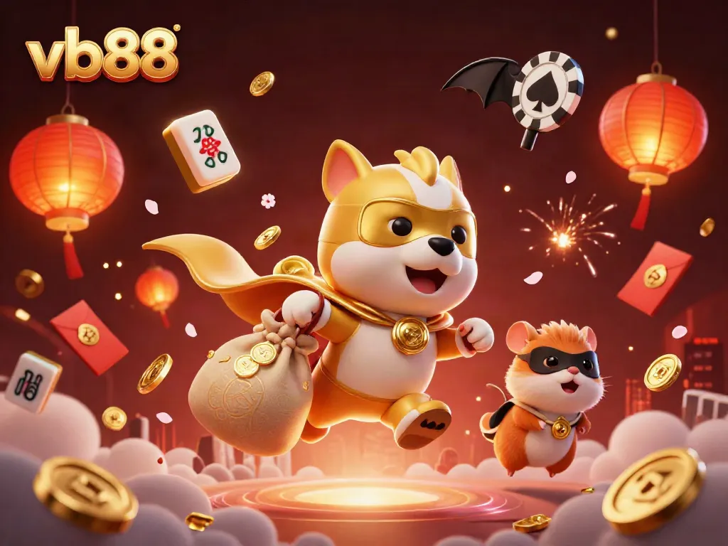 Fly high with the vb88 superhero dog, capturing the excitement of casino gaming action.