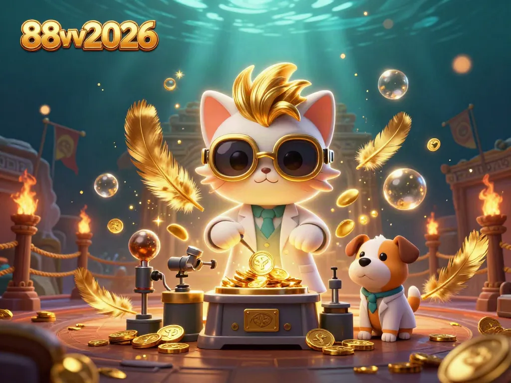 Experience thrilling gameplay at 88vv2026 with mad scientist cat and loyal dog in a casino adventure.