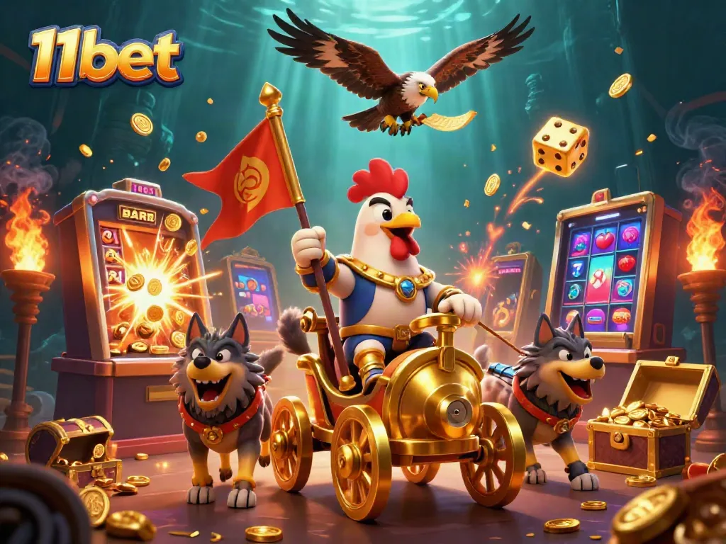 Experience the excitement of 11bet with a colorful jackpot scene including dynamic casino elements.