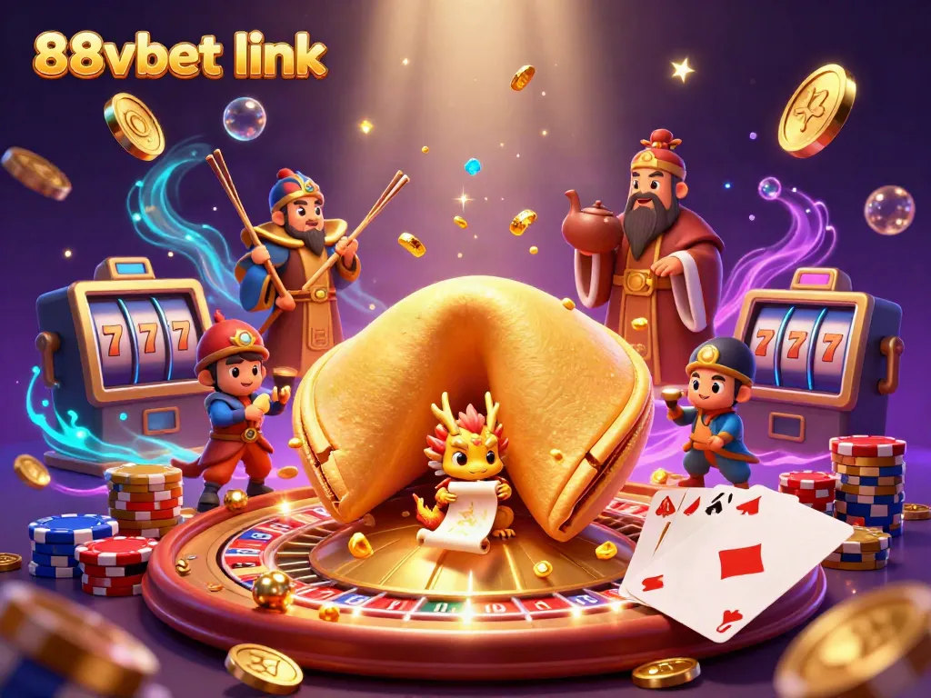 Experience unique wins with the 88vbet link in this vibrant casino illustration.