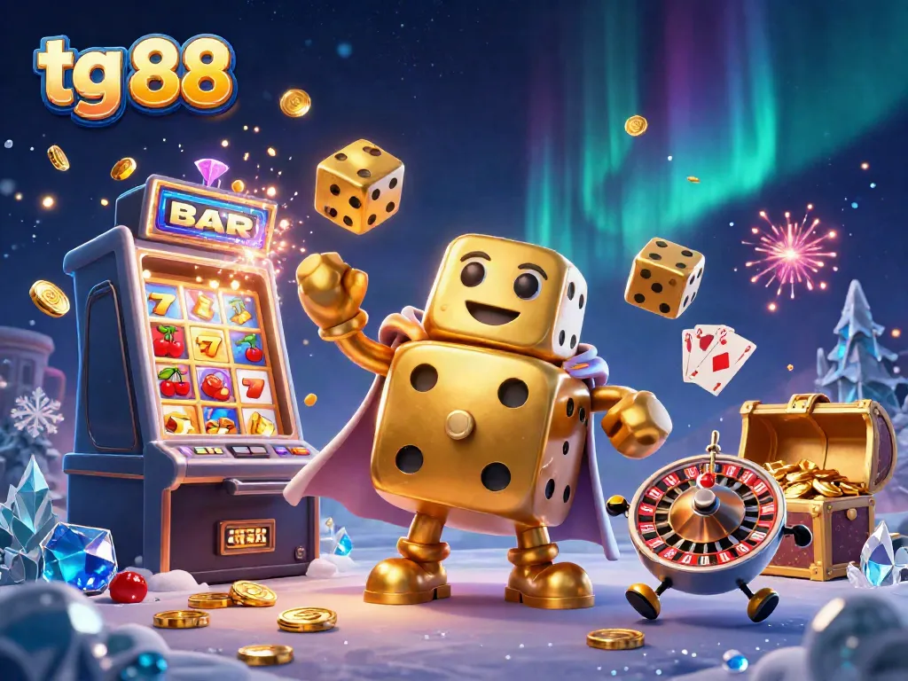 Experience the thrill of tg 88 with vibrant golden dice, jackpots, and exciting casino elements.