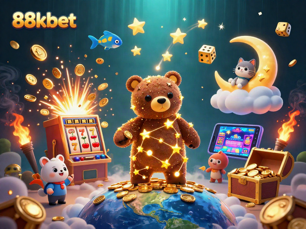 Experience thrilling gameplay at 88kbet as the stellar bear gathers coins under a cosmic night.