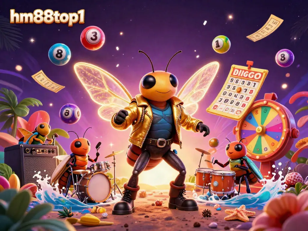 Experience the vibrant hm88top1 casino scene with dynamic lottery elements and engaging characters.
