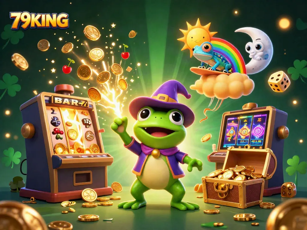 Experience the thrill of winning at 79KING with vibrant 3D casino elements bursting with excitement.