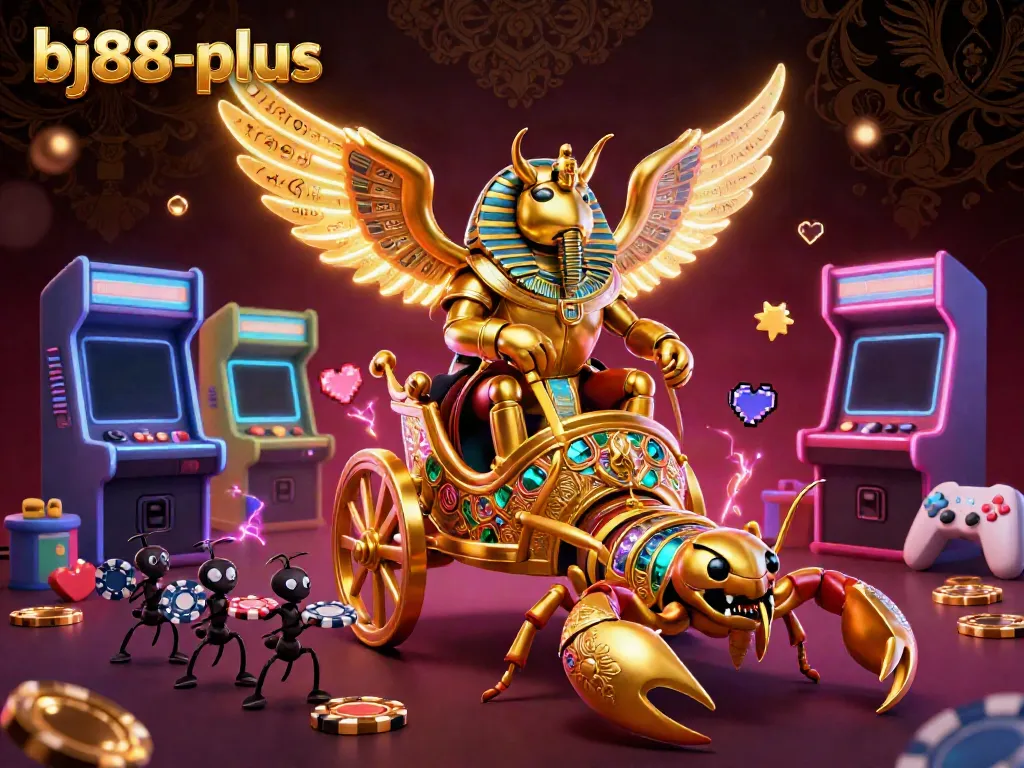 Engage in the thrilling experience with bj88-plus featuring a vibrant casino-themed scene full of energetic elements.