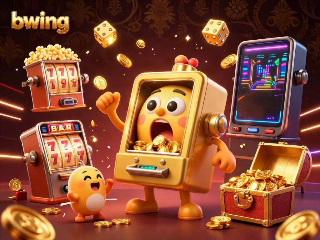 Experience the excitement of bwing with a golden slot machine celebrating its jackpot.