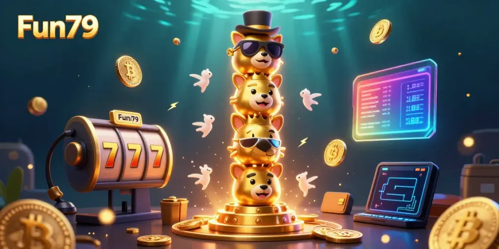 Experience the thrill of Fun79 with vibrant casino elements and a playful setup.