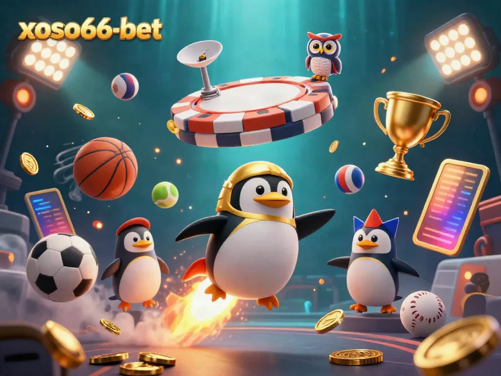 Experience thrilling xoso66-bet action as cartoon characters navigate a dynamic casino adventure in space.