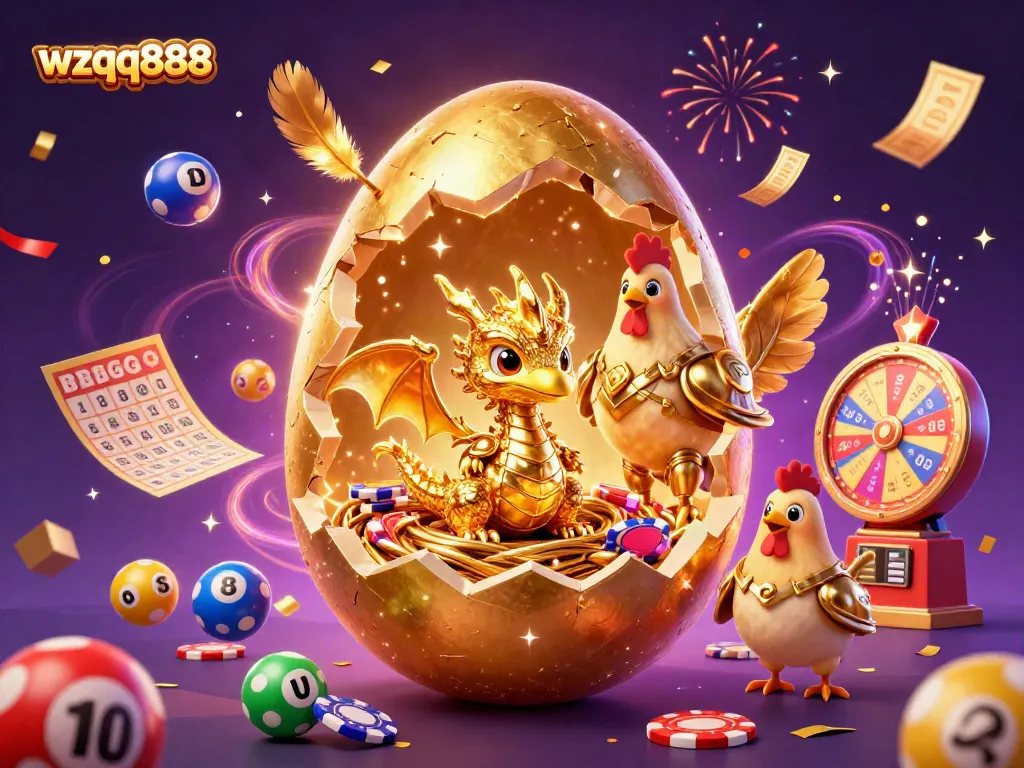 Engage with wzqq888's online casino featuring a dazzling baby dragon and festive lottery elements.
