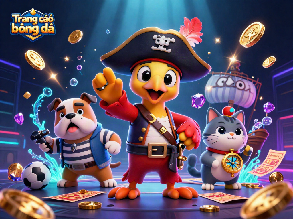 Engage in Trang cá độ bóng đá with vibrant pirate-themed digital illustration showcasing betting actions.